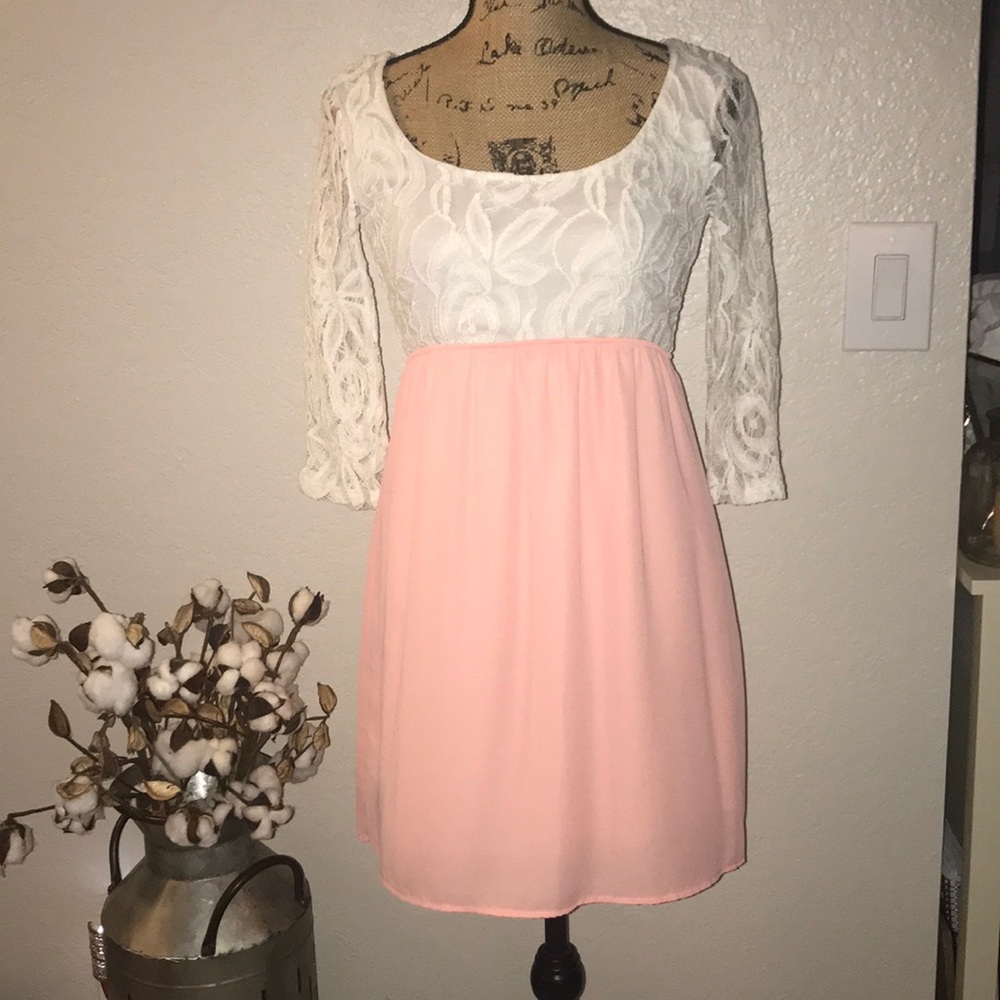 Beautiful lace with peach dress